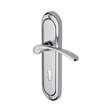 This is an image of a Heritage Brass - Door Handle Lever Lock Ambassador Design Polished Chrome Finish, amb6200-pc that is available to order from T.H Wiggans Ironmongery in Kendal.
