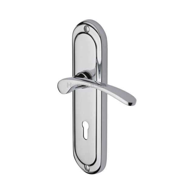 This is an image of a Heritage Brass - Door Handle Lever Lock Ambassador Design Polished Chrome Finish, amb6200-pc that is available to order from T.H Wiggans Ironmongery in Kendal.