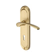 This is an image of a Heritage Brass - Door Handle Lever Lock Ambassador Design Satin Brass Finish, amb6200-sb that is available to order from T.H Wiggans Ironmongery in Kendal.