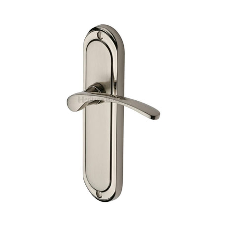 This is an image of a Heritage Brass - Door Handle Lever Latch Ambassador Design Mercury Finish, amb6210-mc that is available to order from T.H Wiggans Ironmongery in Kendal.