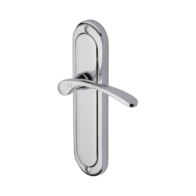 This is an image of a Heritage Brass - Door Handle Lever Latch Ambassador Design Polished Chrome Finish, amb6210-pc that is available to order from T.H Wiggans Ironmongery in Kendal.