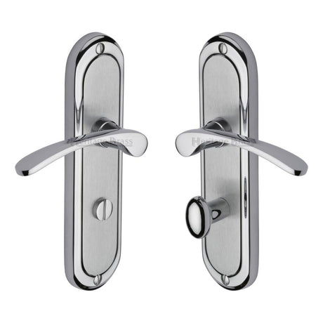 This is an image of a Heritage Brass - Door Handle for Bathroom Ambassador Design Apollo Finish, amb6230-ap that is available to order from T.H Wiggans Ironmongery in Kendal.