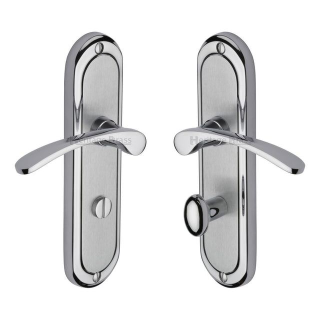 This is an image of a Heritage Brass - Door Handle for Bathroom Ambassador Design Apollo Finish, amb6230-ap that is available to order from T.H Wiggans Ironmongery in Kendal.