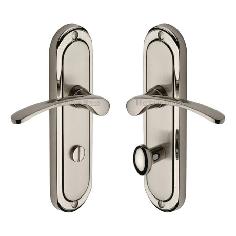 This is an image of a Heritage Brass - Door Handle for Bathroom Ambassador Design Mercury Finish, amb6230-mc that is available to order from T.H Wiggans Ironmongery in Kendal.