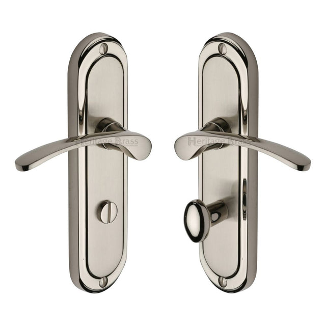 This is an image of a Heritage Brass - Door Handle for Bathroom Ambassador Design Mercury Finish, amb6230-mc that is available to order from T.H Wiggans Ironmongery in Kendal.