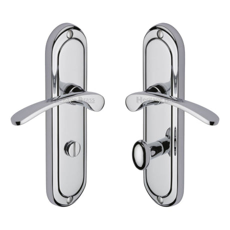 This is an image of a Heritage Brass - Door Handle for Bathroom Ambassador Design Polished Chrome Finish, amb6230-pc that is available to order from T.H Wiggans Ironmongery in Kendal.