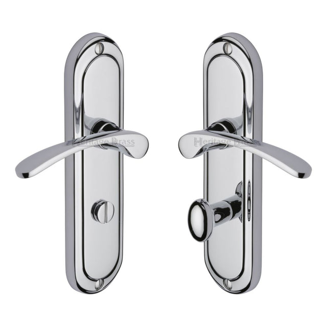 This is an image of a Heritage Brass - Door Handle for Bathroom Ambassador Design Polished Chrome Finish, amb6230-pc that is available to order from T.H Wiggans Ironmongery in Kendal.
