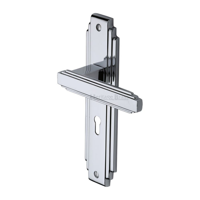 This is an image of a Heritage Brass - Door Handle Lever Lock Astoria Design Polished Chrome Finish, ast5900-pc that is available to order from T.H Wiggans Ironmongery in Kendal.