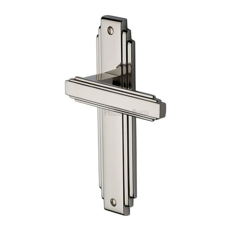 This is an image of a Heritage Brass - Door Handle Lever Latch Astoria Design Polished Nickel Finish, ast5910-pnf that is available to order from T.H Wiggans Ironmongery in Kendal.
