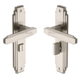 This is an image of a Heritage Brass - Door Handle for Bathroom Astoria Design Satin Nickel Finish, ast5930-sn that is available to order from T.H Wiggans Ironmongery in Kendal.