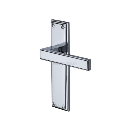 This is an image of a Heritage Brass - Door Handle Lever Latch Atlantis Design Polished Chrome Finish, atl5710-pc that is available to order from T.H Wiggans Ironmongery in Kendal.