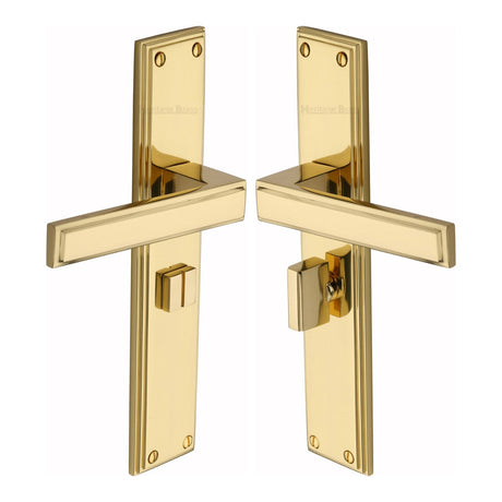 This is an image of a Heritage Brass - Atlantis Long Bathroom set Polished Brass finish, atl6730-pb that is available to order from T.H Wiggans Ironmongery in Kendal.