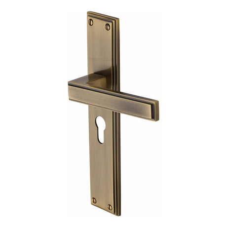 This is an image of a Heritage Brass - Atlantis Long Euro Profile Antique Brass finish, atl6748-at that is available to order from T.H Wiggans Ironmongery in Kendal.