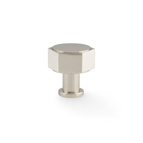 This is an image showing Alexander & Wilks - Vesper Hex Cabinet Knob - Polished Nickel aw828-33-pn available to order from T.H. Wiggans Ironmongery in Kendal, quick delivery and discounted prices.