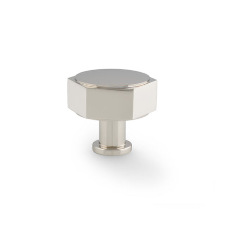 This is an image showing Alexander & Wilks - Vesper Hex Cabinet Knob - Polished Nickel aw828-40-pn available to order from T.H. Wiggans Ironmongery in Kendal, quick delivery and discounted prices.