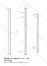 This is an image showing Alexander & Wilks Line Drawings - Vesper Hex T - Bar Cabinet Pull - Satin Brass - 224mm C/C aw830-224-sb available to order from T.H. Wiggans Ironmongery in Kendal, quick delivery and discounted prices.