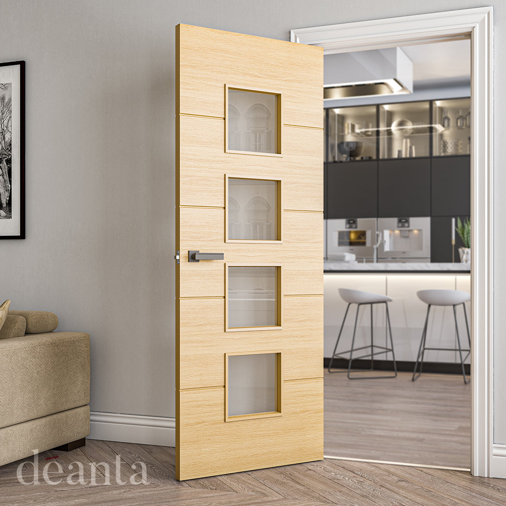 Deanta Augusta Prefinished Oak Clear Glazed Doors