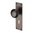 This is an image of a Heritage Brass - Mortice Knob on Lock Plate Balmoral Design Matt Bronze Finish, bal8500-mb that is available to order from T.H Wiggans Ironmongery in Kendal.