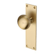 This is an image of a Heritage Brass - Mortice Knob on Latch Plate Balmoral Design Satin Brass Finish, bal8510-sb that is available to order from T.H Wiggans Ironmongery in Kendal.