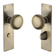 This is an image of a Heritage Brass - Mortice Knob on Bathroom Plate Balmoral Design Antique Brass Finis, bal8530-at that is available to order from T.H Wiggans Ironmongery in Kendal.