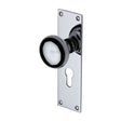 This is an image of a Heritage Brass - Mortice Knob on Euro Profile Plate Balmoral Design Polished Chrome, bal8548-pc that is available to order from T.H Wiggans Ironmongery in Kendal.