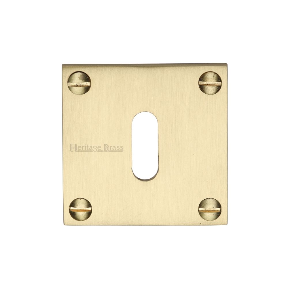 This is an image of a Heritage Brass - Keyhole Escutcheon Satin Brass Finish, bau1556-sb that is available to order from T.H Wiggans Ironmongery in Kendal.