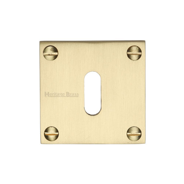 This is an image of a Heritage Brass - Keyhole Escutcheon Satin Brass Finish, bau1556-sb that is available to order from T.H Wiggans Ironmongery in Kendal.