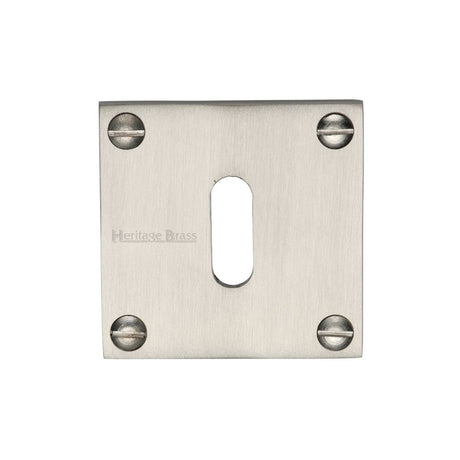 This is an image of a Heritage Brass - Keyhole Escutcheon Satin Nickel Finish, bau1556-sn that is available to order from T.H Wiggans Ironmongery in Kendal.