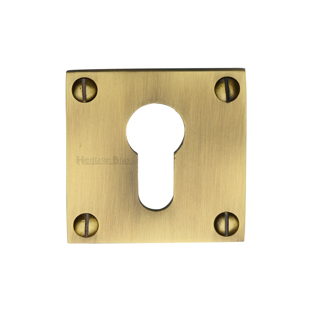 This is an image of a Heritage Brass - Euro Profile Cylinder Escutcheon Antique Brass Finish, bau1558-at that is available to order from T.H Wiggans Ironmongery in Kendal.