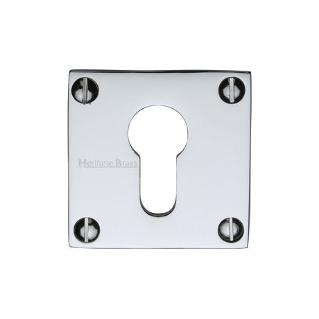 This is an image of a Heritage Brass - Euro Profile Cylinder Escutcheon Polished Chrome Finish, bau1558-pc that is available to order from T.H Wiggans Ironmongery in Kendal.