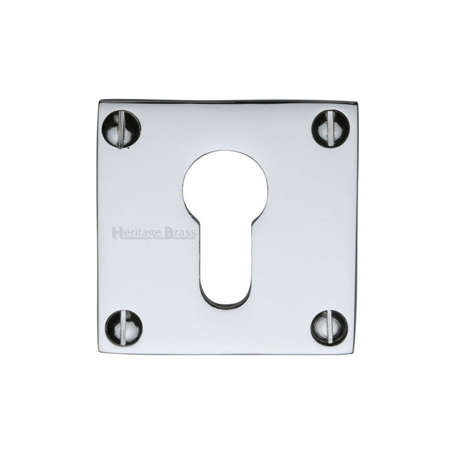 This is an image of a Heritage Brass - Euro Profile Cylinder Escutcheon Polished Chrome Finish, bau1558-pc that is available to order from T.H Wiggans Ironmongery in Kendal.