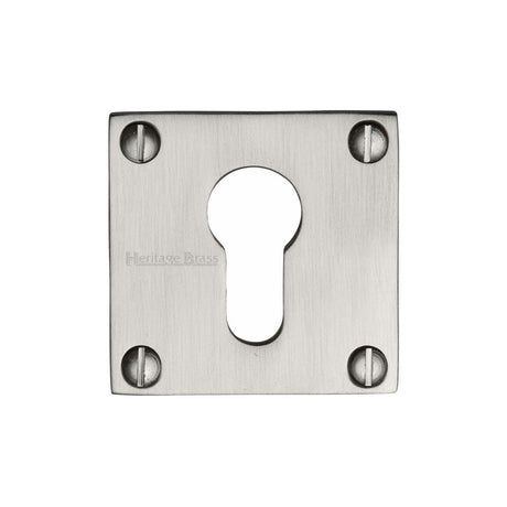 This is an image of a Heritage Brass - Euro Profile Cylinder Escutcheon Satin Nickel Finish, bau1558-sn that is available to order from T.H Wiggans Ironmongery in Kendal.