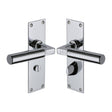 This is an image of a Heritage Brass - Door Handle for Bathroom Bauhaus Design Polished Chrome Finish, bau7330-pc that is available to order from T.H Wiggans Ironmongery in Kendal.