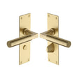 This is an image of a Heritage Brass - Door Handle for Bathroom Bauhaus Design Satin Brass Finish, bau7330-sb that is available to order from T.H Wiggans Ironmongery in Kendal.