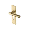 This is an image of a Heritage Brass - Door Handle for Euro Profile Plate Bauhaus Design Satin Brass Fi, bau7348-sb that is available to order from T.H Wiggans Ironmongery in Kendal.