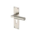 This is an image of a Heritage Brass - Door Handle for Euro Profile Plate Bauhaus Design Satin Nickel F, bau7348-sn that is available to order from T.H Wiggans Ironmongery in Kendal.