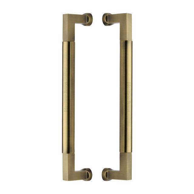 This is an image of a Heritage Brass - Door Pull Handle Bauhaus Design 330mm Antique Brass Finish, btb1312-330-at that is available to order from T.H Wiggans Ironmongery in Kendal.