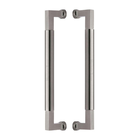 This is an image of a Heritage Brass - Door Pull Handle Bauhaus Design 330mm Satin Nickel Finish, btb1312-330-sn that is available to order from T.H Wiggans Ironmongery in Kendal.