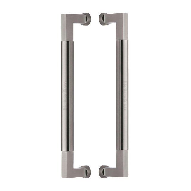 This is an image of a Heritage Brass - Door Pull Handle Bauhaus Design 330mm Satin Nickel Finish, btb1312-330-sn that is available to order from T.H Wiggans Ironmongery in Kendal.