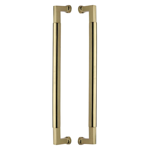 This is an image of a Heritage Brass - Door Pull Handle Bauhaus Design 483mm Polished Brass Finish, btb1312-483-pb that is available to order from T.H Wiggans Ironmongery in Kendal.
