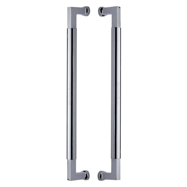 This is an image of a Heritage Brass - Door Pull Handle Bauhaus Design 483mm Polished Chrome Finish, btb1312-483-pc that is available to order from T.H Wiggans Ironmongery in Kendal.