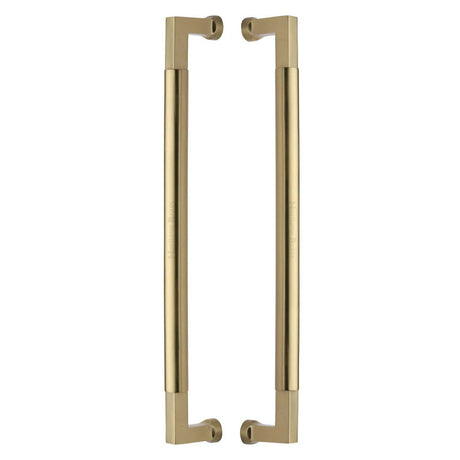 This is an image of a Heritage Brass - Door Pull Handle Bauhaus Design 483mm Satin Brass Finish, btb1312-483-sb that is available to order from T.H Wiggans Ironmongery in Kendal.