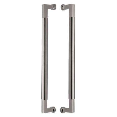 This is an image of a Heritage Brass - Door Pull Handle Bauhaus Design 483mm Satin Nickel Finish, btb1312-483-sn that is available to order from T.H Wiggans Ironmongery in Kendal.