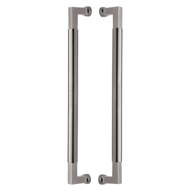 This is an image of a Heritage Brass - Door Pull Handle Bauhaus Design 483mm Satin Nickel Finish, btb1312-483-sn that is available to order from T.H Wiggans Ironmongery in Kendal.