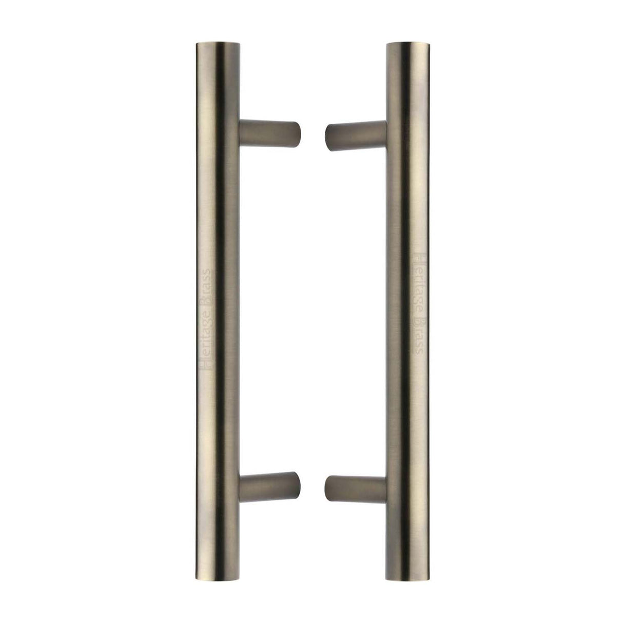 This is an image of a Heritage Brass - Back to Back Door Pull Handle Bar Design 305mm Antique Brass Finish, btb1361-305-at that is available to order from T.H Wiggans Ironmongery in Kendal.