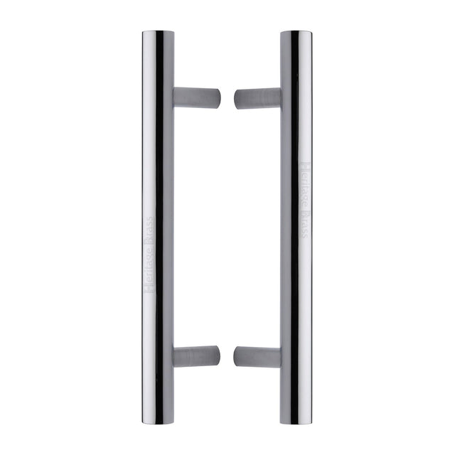 This is an image of a Heritage Brass - Back to Back Door Pull Handle Bar Design 305mm Polished Chrome Finish, btb1361-305-pc that is available to order from T.H Wiggans Ironmongery in Kendal.