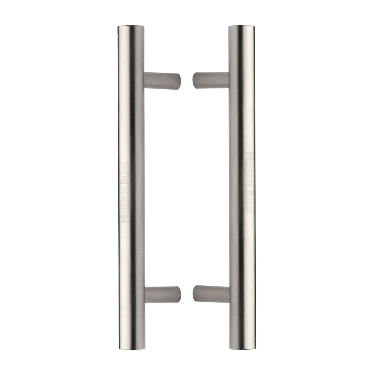 This is an image of a Heritage Brass - Back to Back Door Pull Handle Bar Design 305mm Satin Nickel Finish, btb1361-305-sn that is available to order from T.H Wiggans Ironmongery in Kendal.