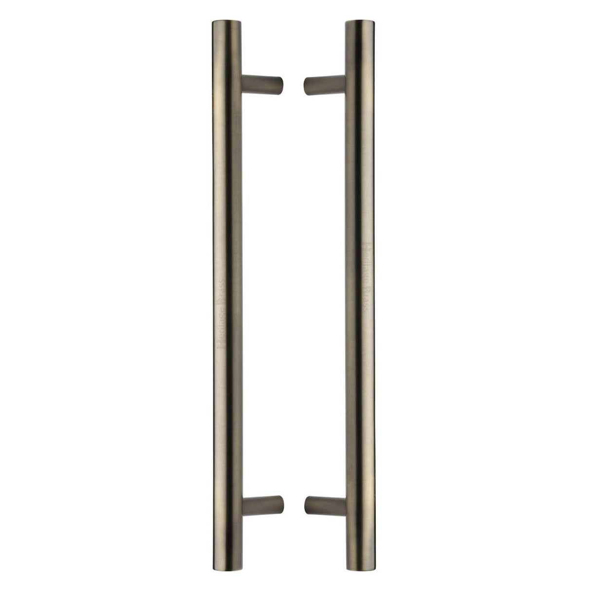 This is an image of a Heritage Brass - Back to Back Door Pull Handle Bar Design 457mm Antique Brass Finish, btb1361-457-at that is available to order from T.H Wiggans Ironmongery in Kendal.