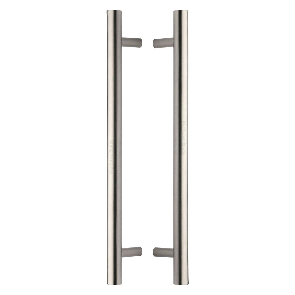 This is an image of a Heritage Brass - Back to Back Door Pull Handle Bar Design 457mm Satin Nickel Finish, btb1361-457-sn that is available to order from T.H Wiggans Ironmongery in Kendal.