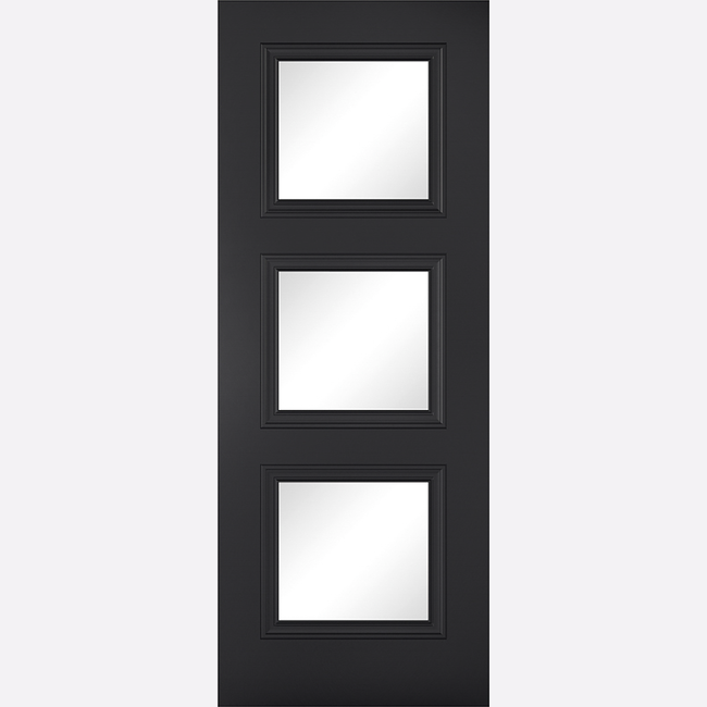 This is an image showing the LPD - Antwerp 3L Primed Black Doors Available to order from T.H. Wiggans Ironmongery in Kendal